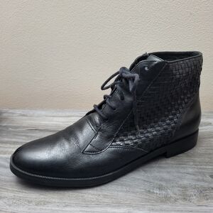 Vintage Trotters Marlene Black Leather Ankle Boots Size 8.5 Narrow